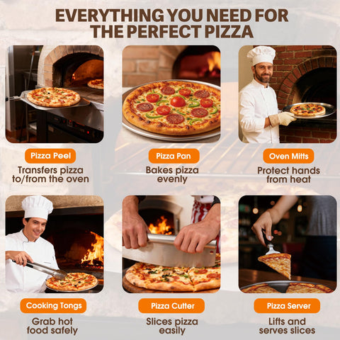 Guantes de horno Bonteck, protección fiable al manipular pizzas.