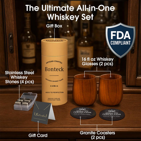 Juego regalo Bonteck bourbon madera para ocasiones especiales