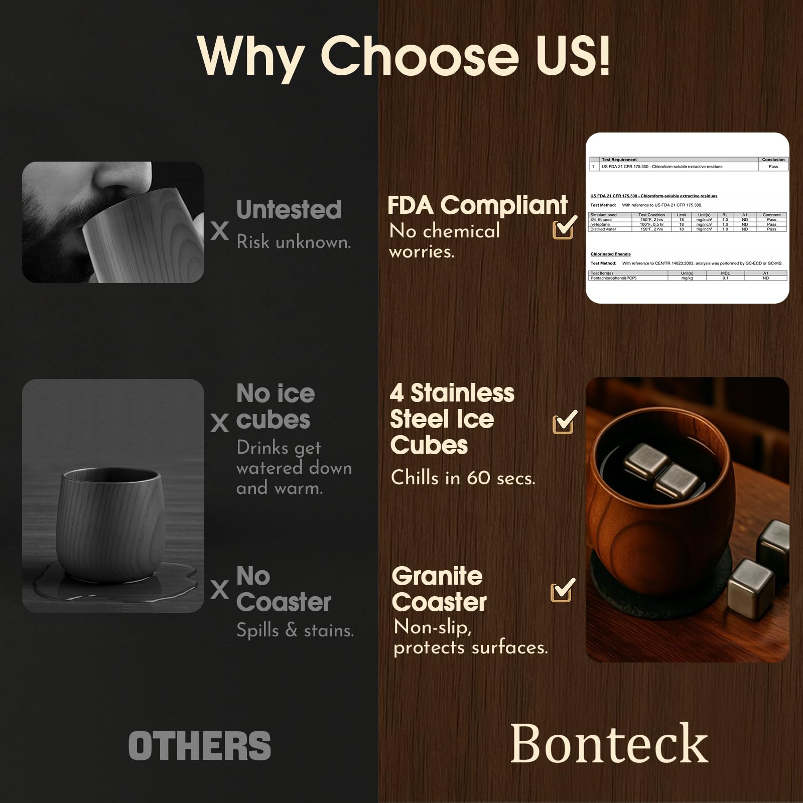 Posavasos de granito Bonteck antideslizantes para proteger superficies