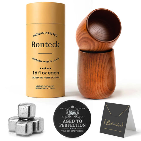 Vaso Bonteck de whisky en madera de 16 onzas para degustación cómoda