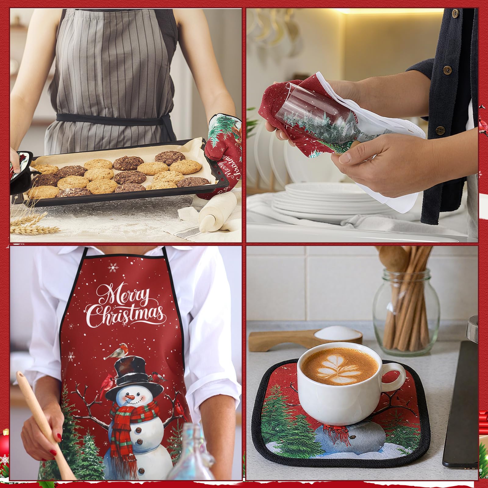 Bonuci asideros de cocina Navidad: agarre seguro para ollas y sartenes