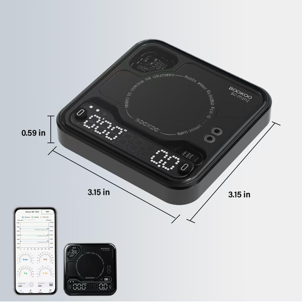 BOOKOO Escala con pantalla de caudal en tiempo real para control de extracción.