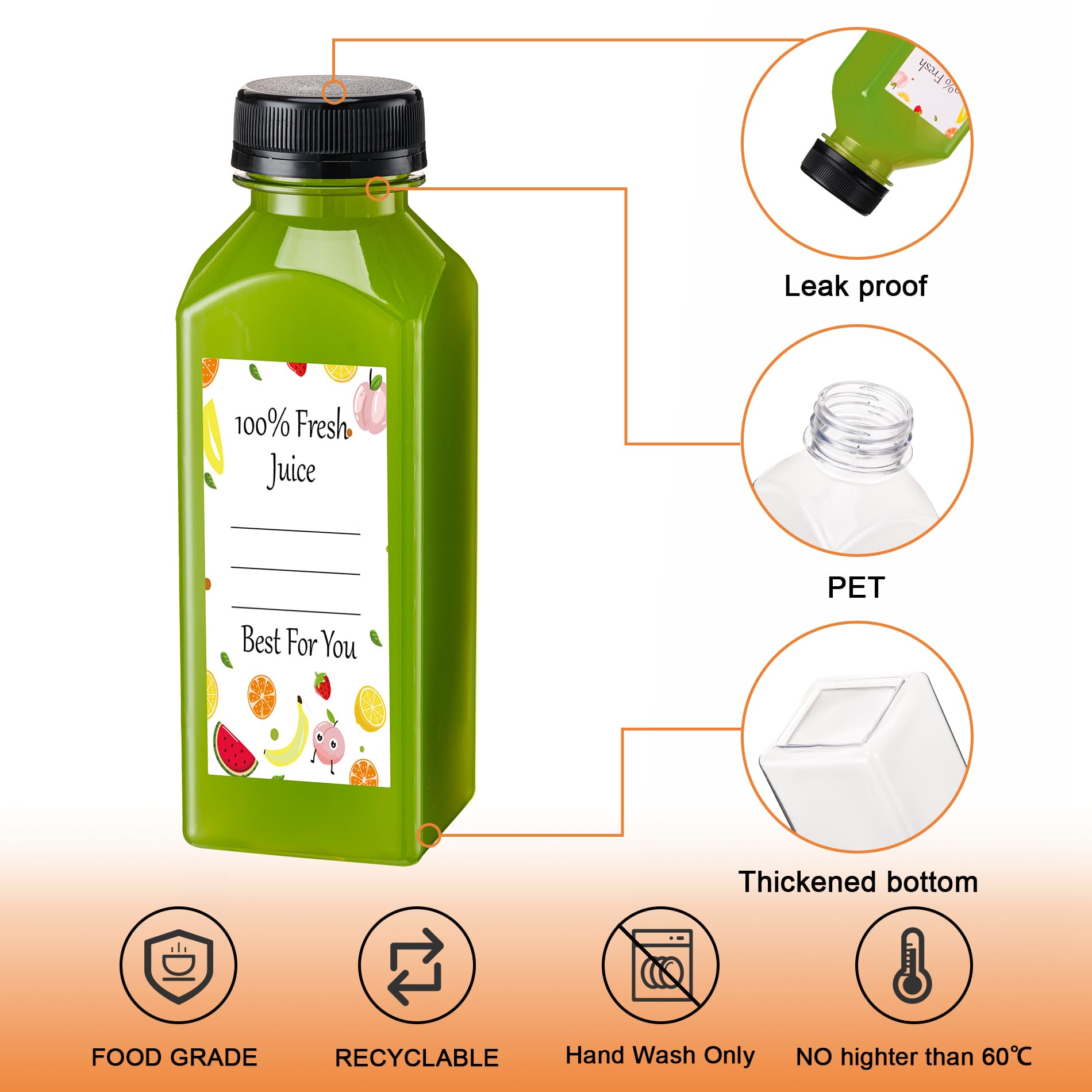 BOOMIBOO botella clara y duradera, apta para congelador y almacenamiento.