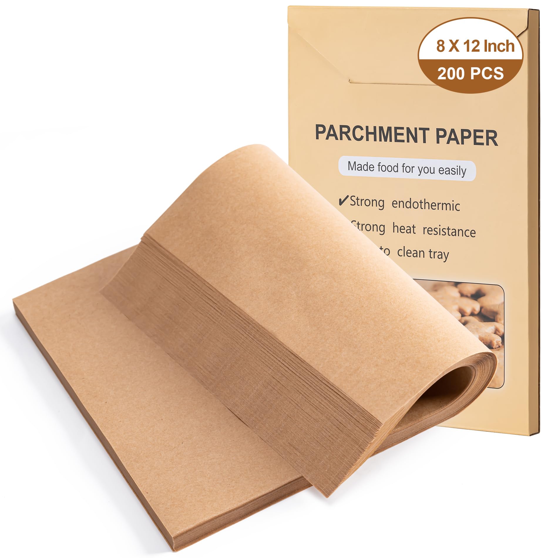 BOOMIBOO papel para hornear precortado antiadherente 8x12 para galletas y pasteles