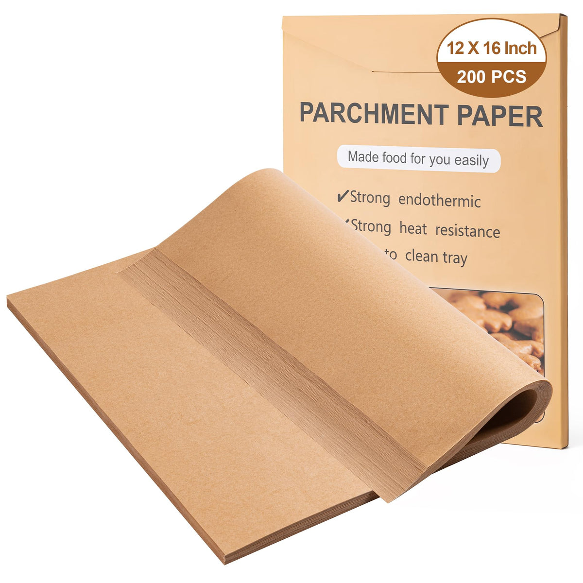 BOOMIBOO papel pergamino pre-cortado 12x16 para hornear sin adherencia