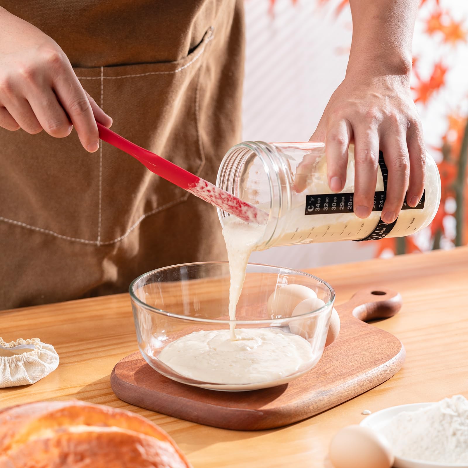 BOOMIBOO frasco de vidrio multipropósito, ideal para masa madre, galletas y cereales.