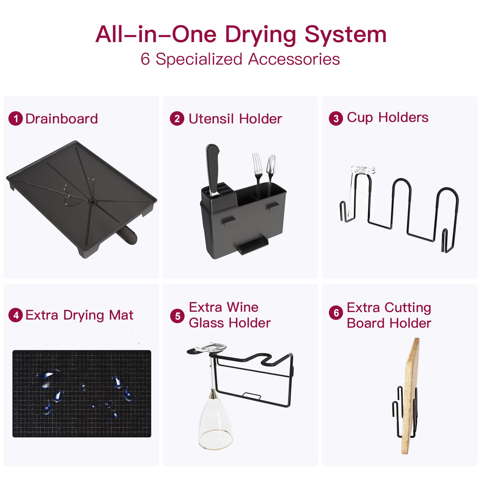 BOOSINY kit completo de secado con 7 accesorios para organización