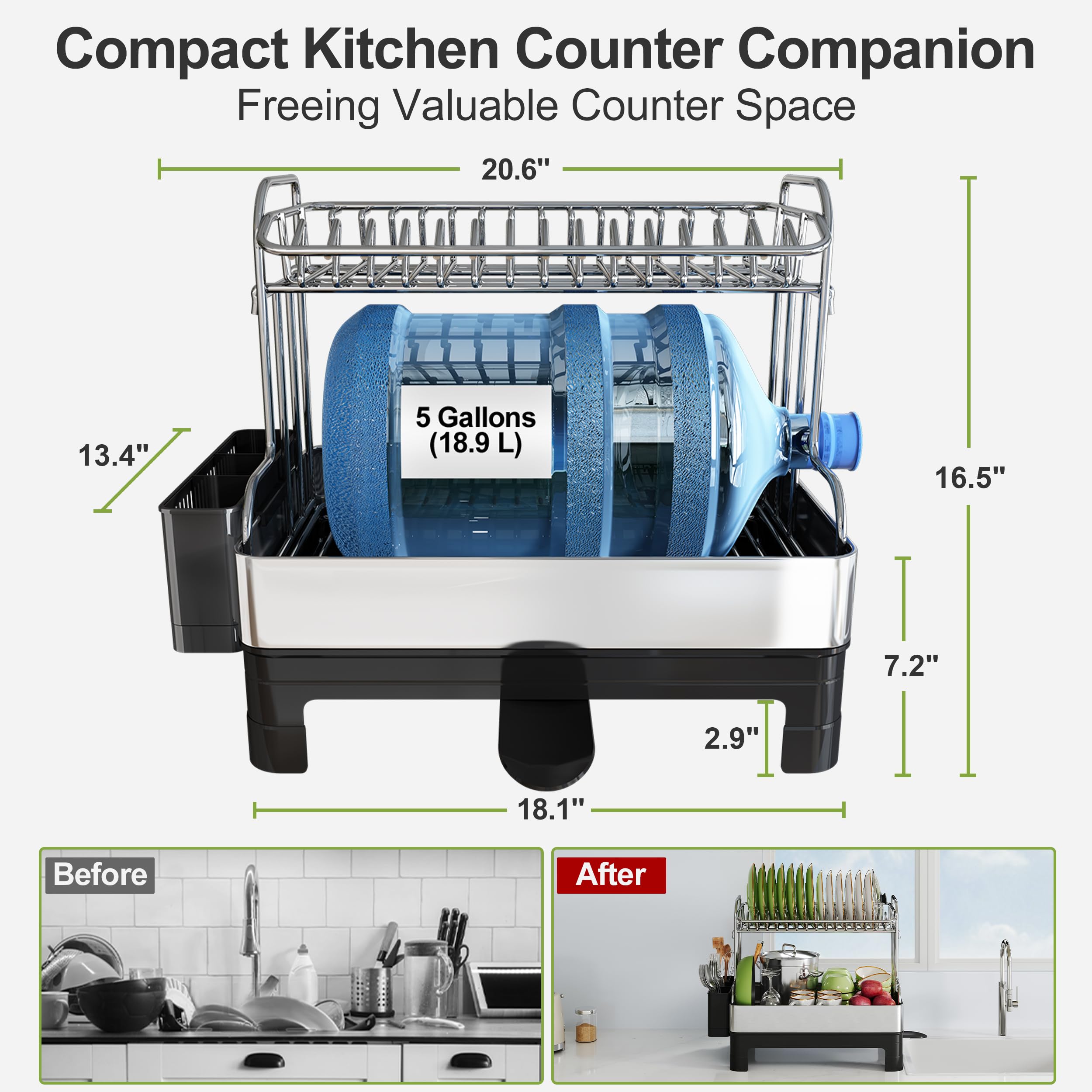 BOOSINY escurridor anti oxidación en acero inoxidable, ideal para uso diario