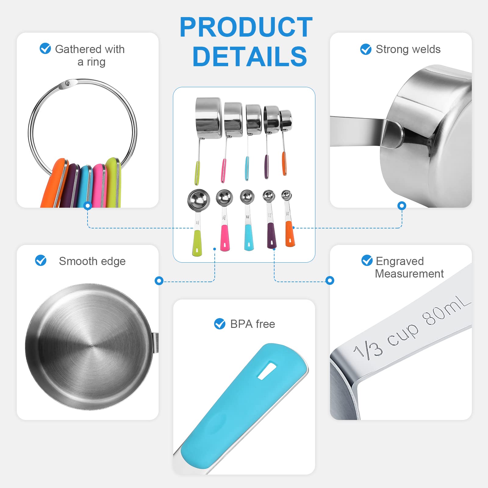 Bopei set apilable con anillo removible para ahorro de espacio en la cocina