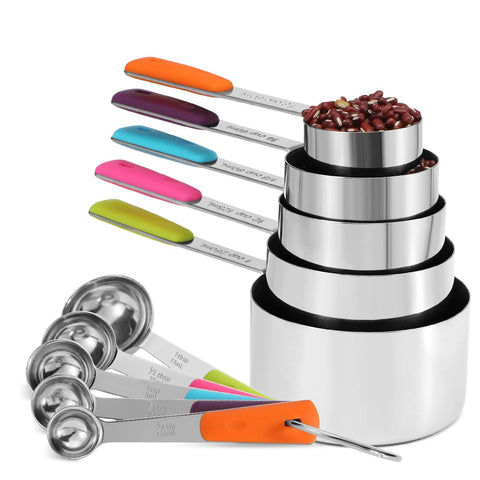 Bopei set de medidores tazas y cucharas de 10 piezas para mediciones precisas en hornear