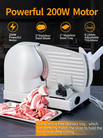 Cortadora de carne Borlebbi con dos hojas de acero inoxidable para diferentes alimentos.