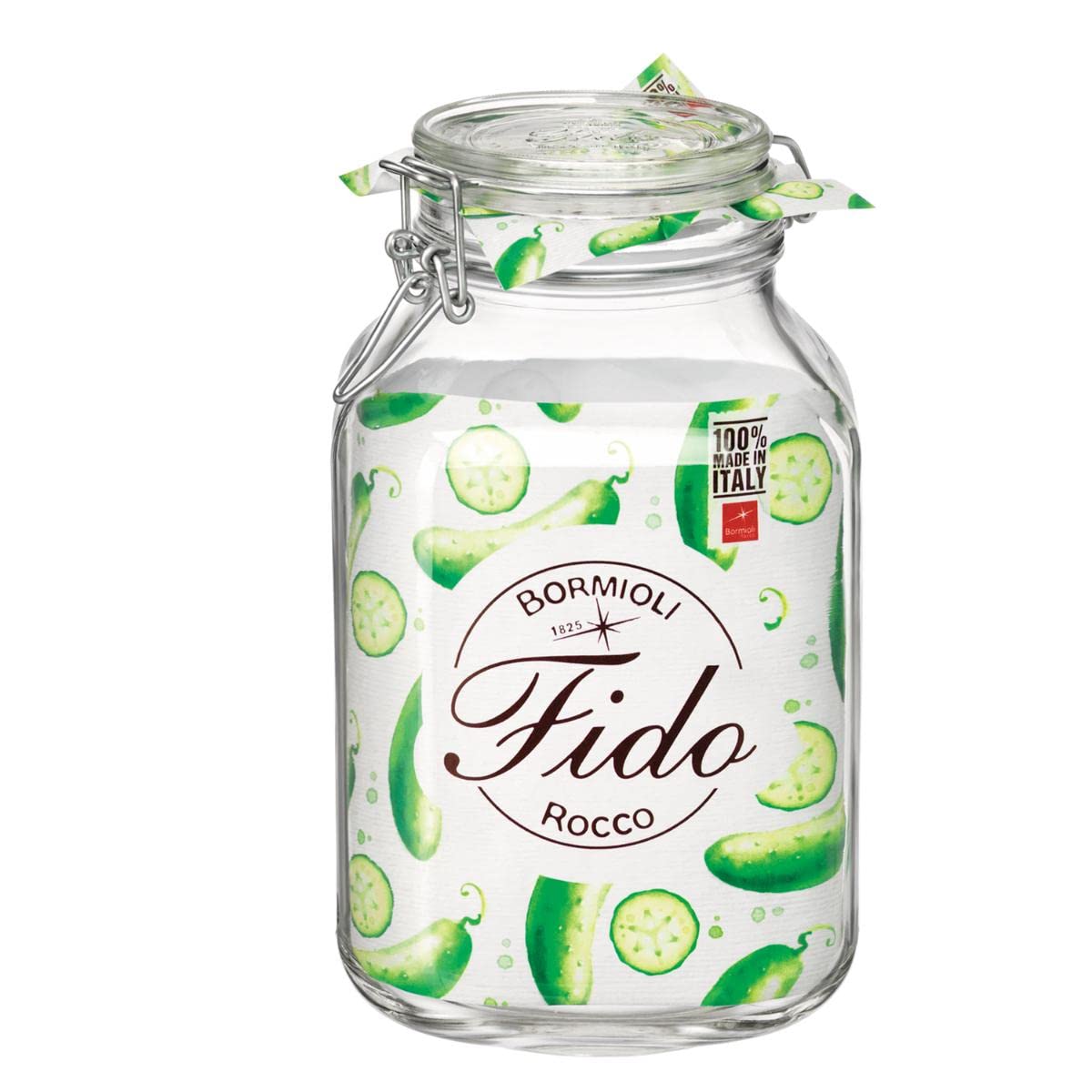 Jarra Bormioli Rocco Fido para despensa, facilita ver contenido gracias al vidrio claro.