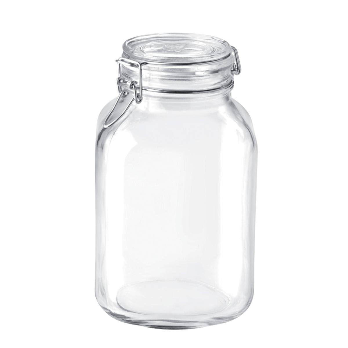 Jarra de vidrio cuadrada Bormioli Rocco Fido, ideal para almacenar granos y galletas.