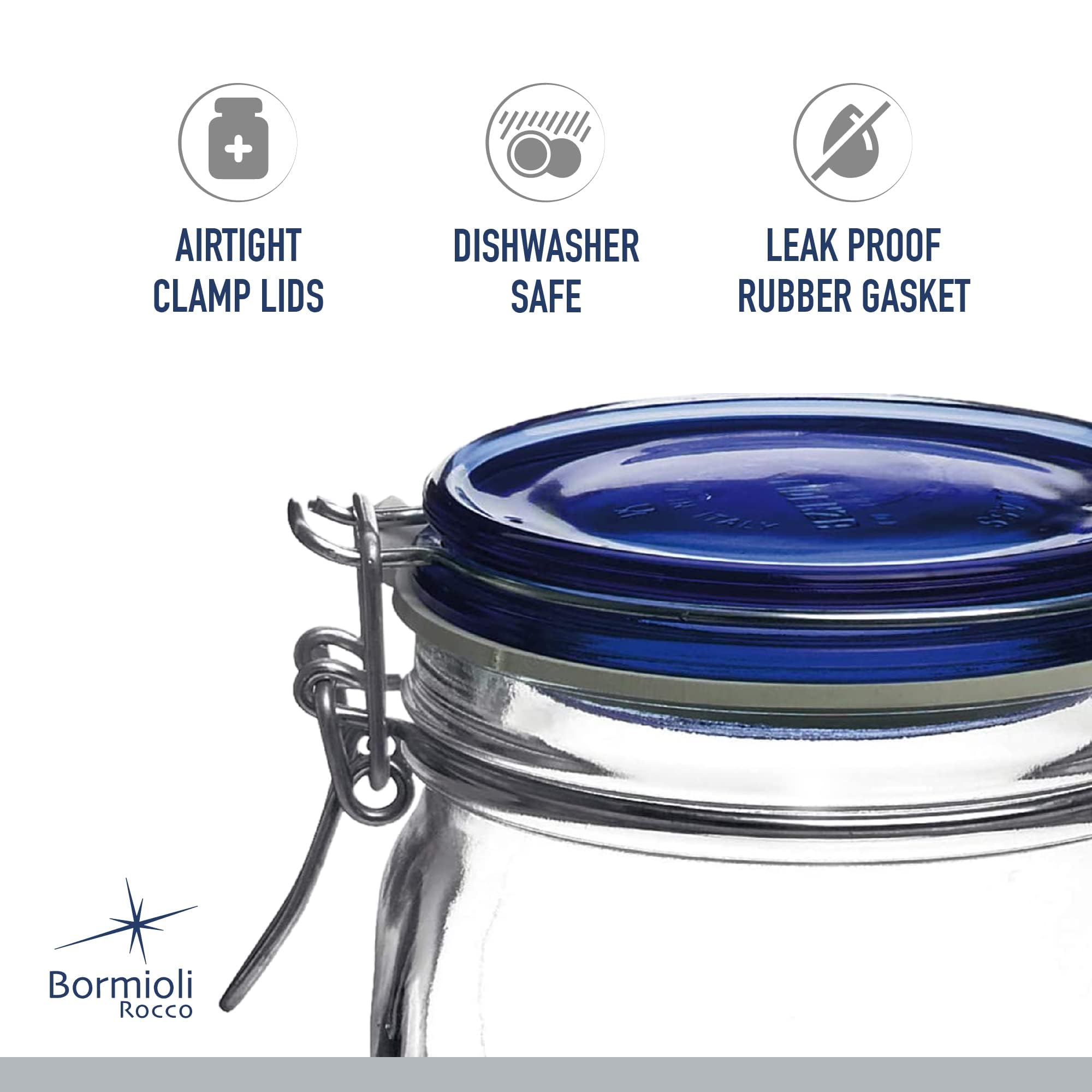Tapa de vidrio azul Fido mantiene la frescura de los alimentos.