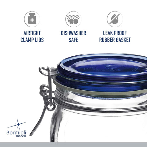 Tapa de vidrio azul Fido mantiene la frescura de los alimentos.