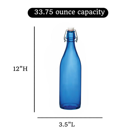 Bormioli Rocco Giara: botella azul elegante para servir bebidas con estilo.