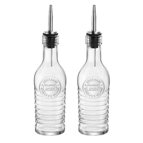 Officina 1825: botellas de vidrio para aceite y vinagre, dos unidades.