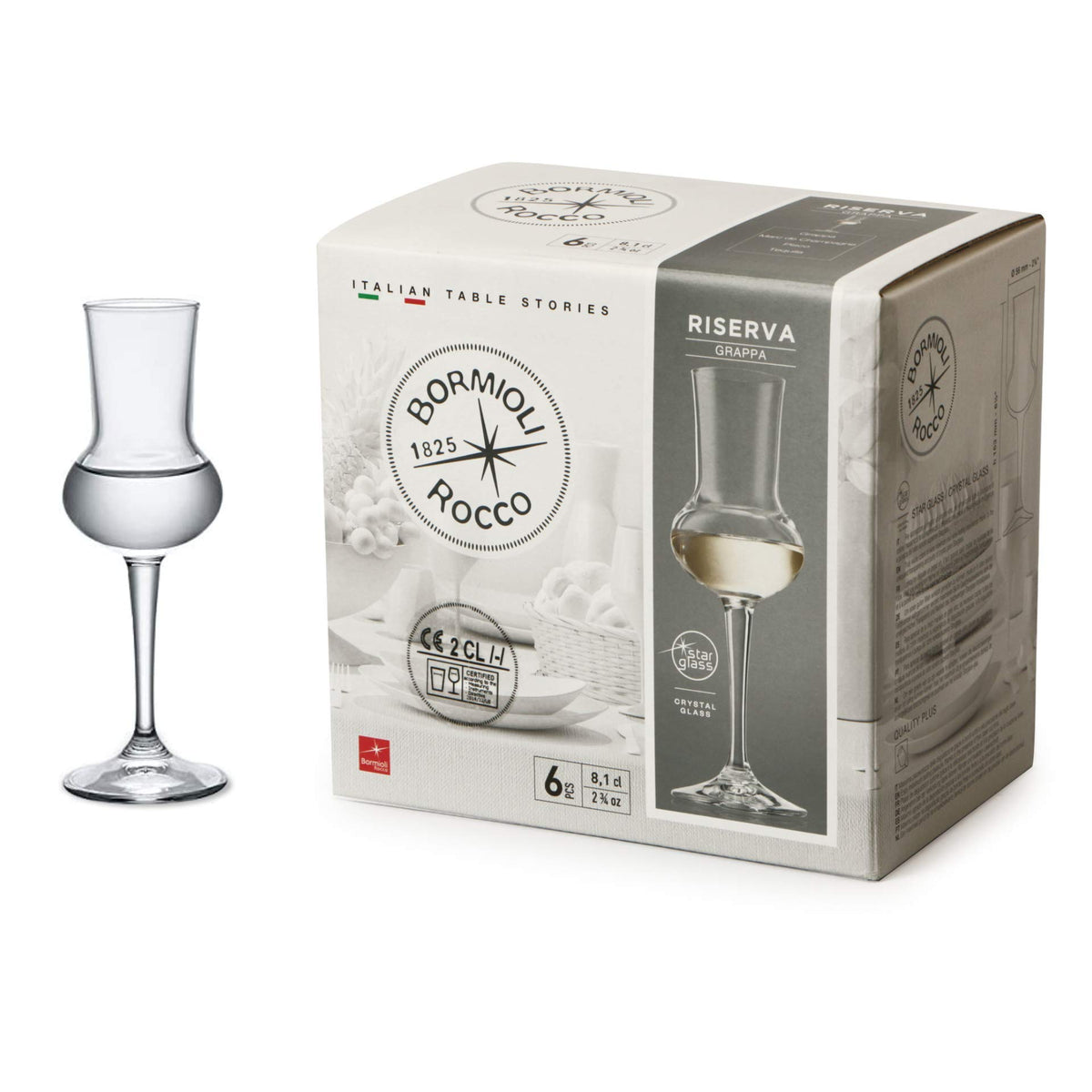 Vaso Riserva de Bormioli Rocco para degustación de grappa, realza aromas y claridad en cata