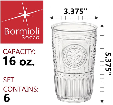 Cristal claro Bormioli Rocco Romántico hecho en Italia, lujo y durabilidad.
