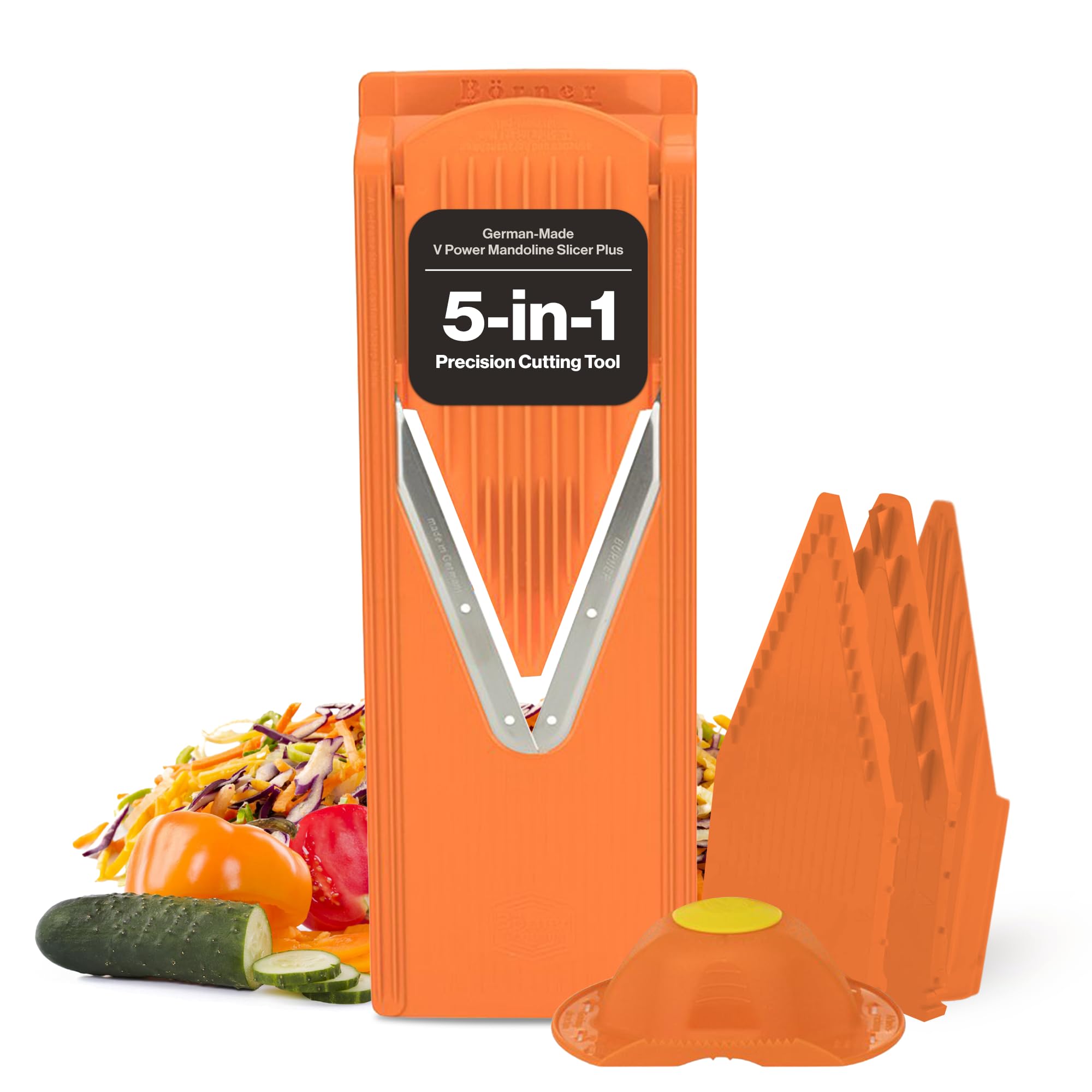 Börner V-Slicer Plus Set en naranja, vista frontal para cortes uniformes