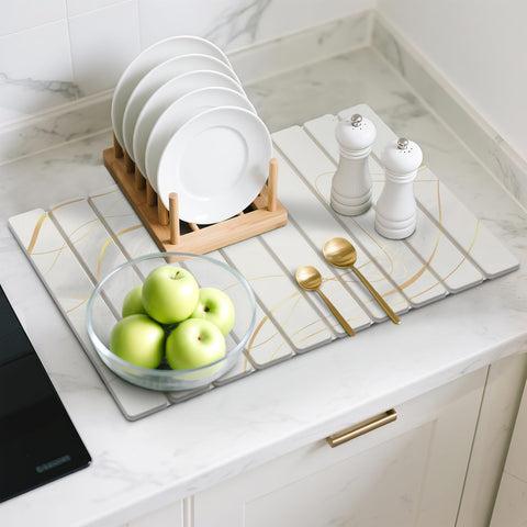 Bornerwhite tapete grande y pequeño para ollas, platos y utensilios.