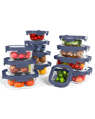 BOROHOUSE 12 pack de contenedores de vidrio con tapas templadas para planificar comidas