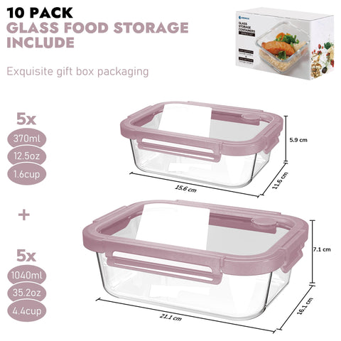 BOROHOUSE botes vidrio 370ml, perfecto para snacks y porciones pequeñas.