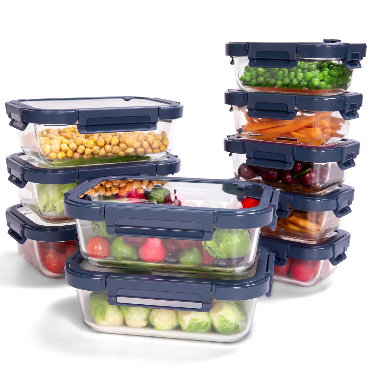 BOROHOUSE contenedor de vidrio 1040 ml con tapas templadas, apto para hornear y almacenar.