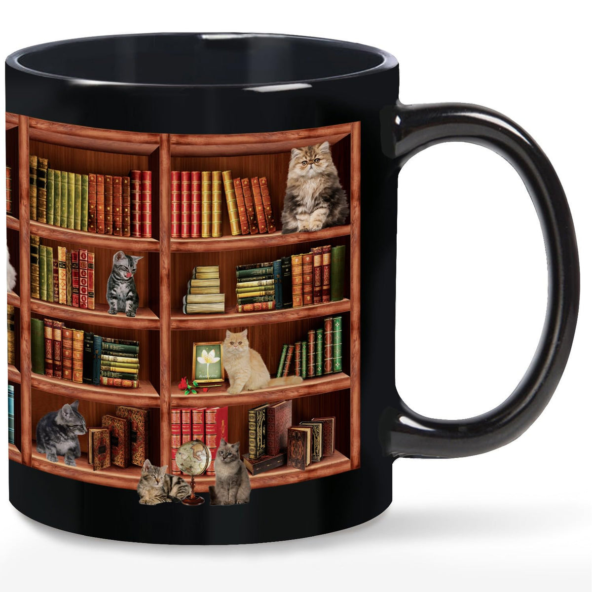 BORULEEY Taza libros y gatos, para lectura agradable y café caliente.