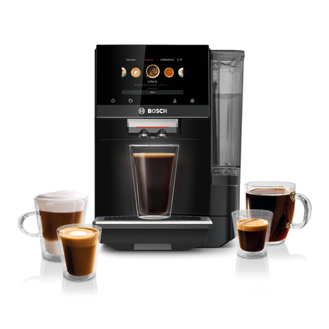 Bosch 800 Series VeroCafe con pantalla táctil facilita personalizar bebidas.