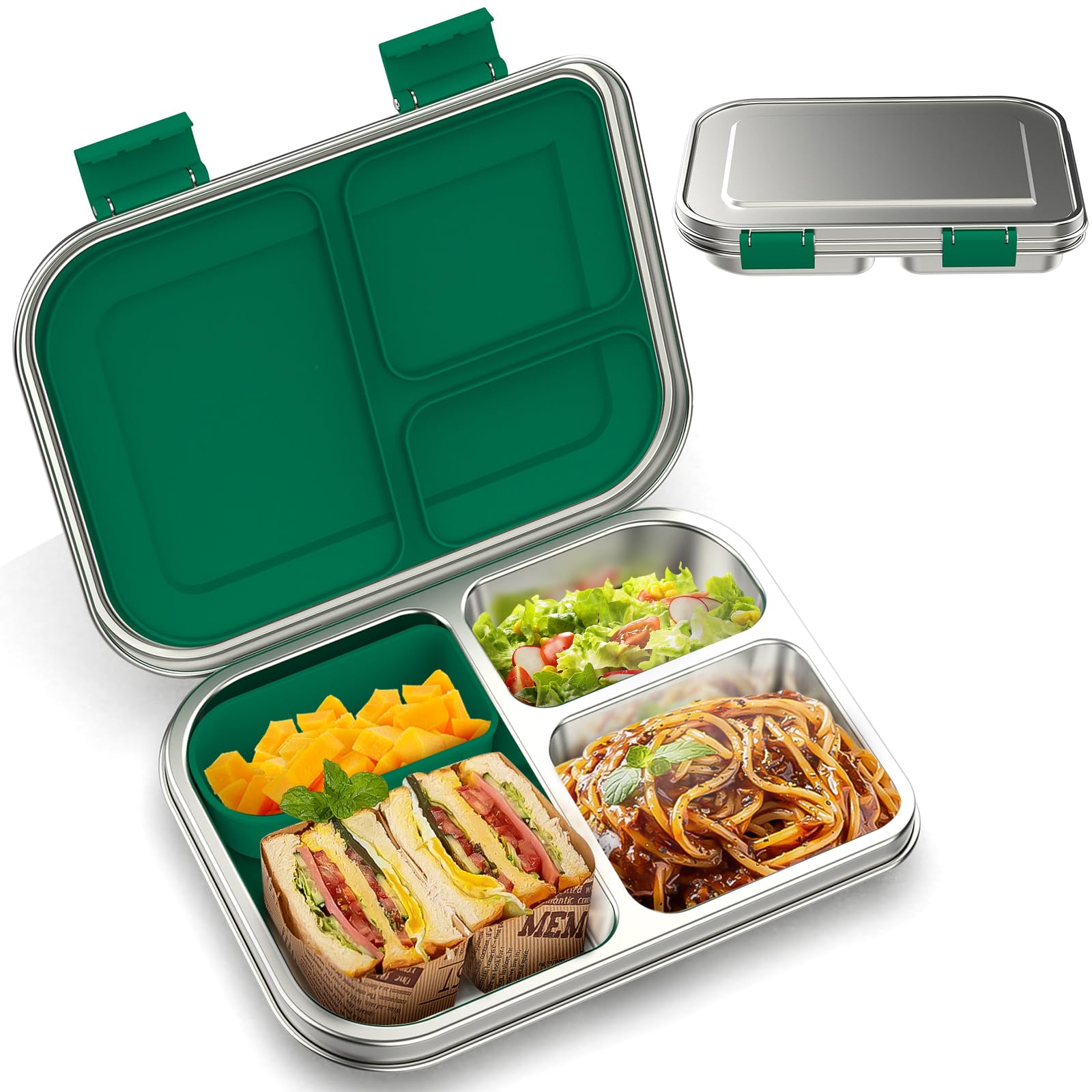 BOSEDSANG lunchbox con 3 compartimentos para comidas organizadas y frescas.