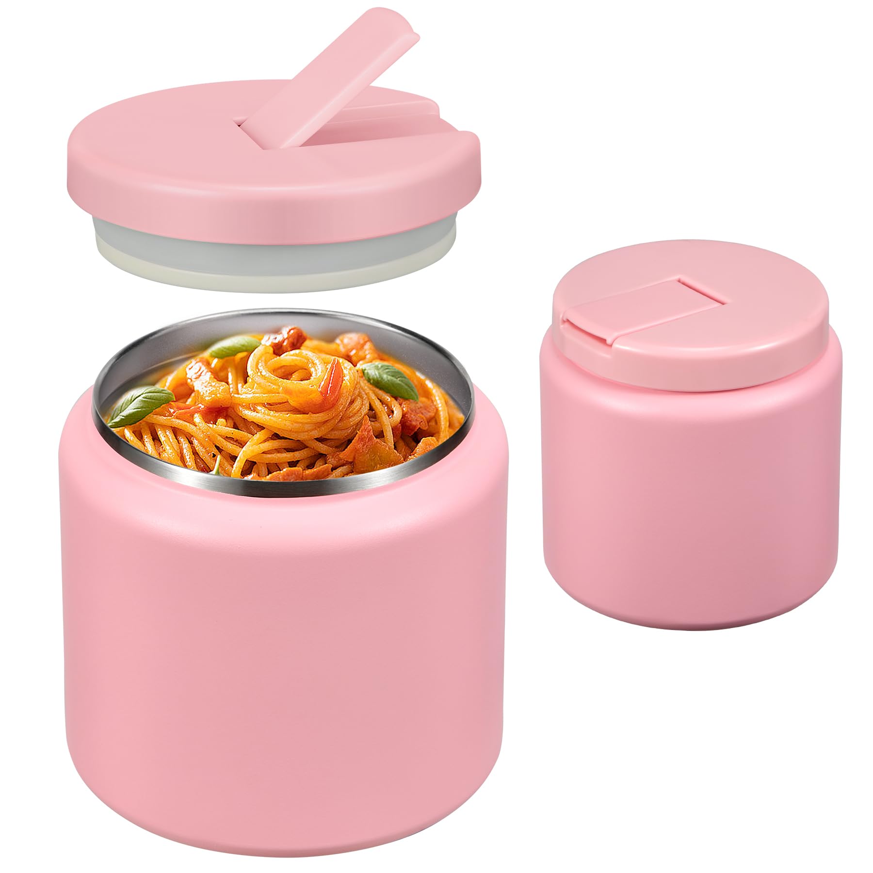BOSEDSANG termo para sopa de 26 onzas rosa con tapa de hebilla, fácil de abrir para niños.