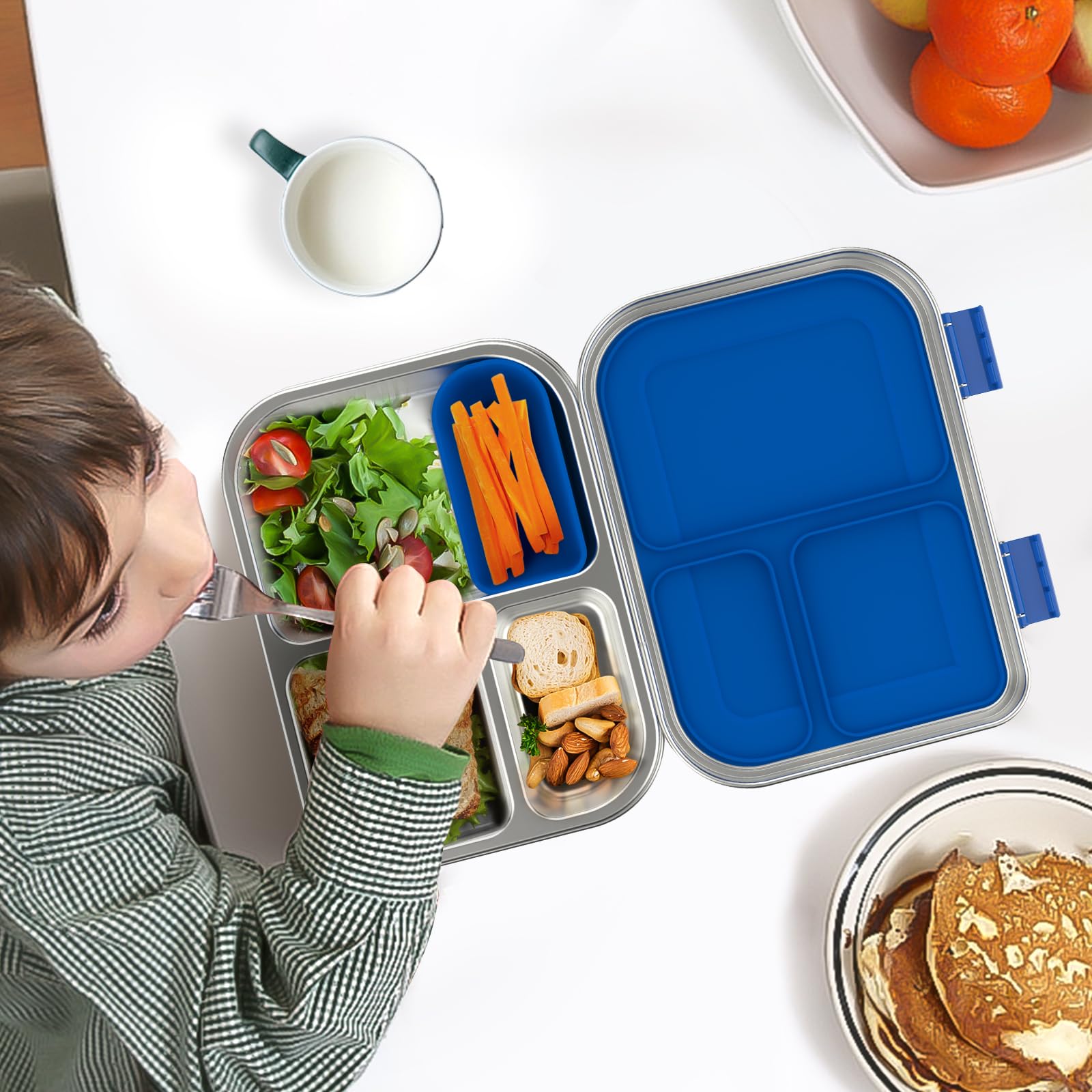 BOSEDSANG Uso diario ideal para escuela, picnic y viaje con el bento azul.