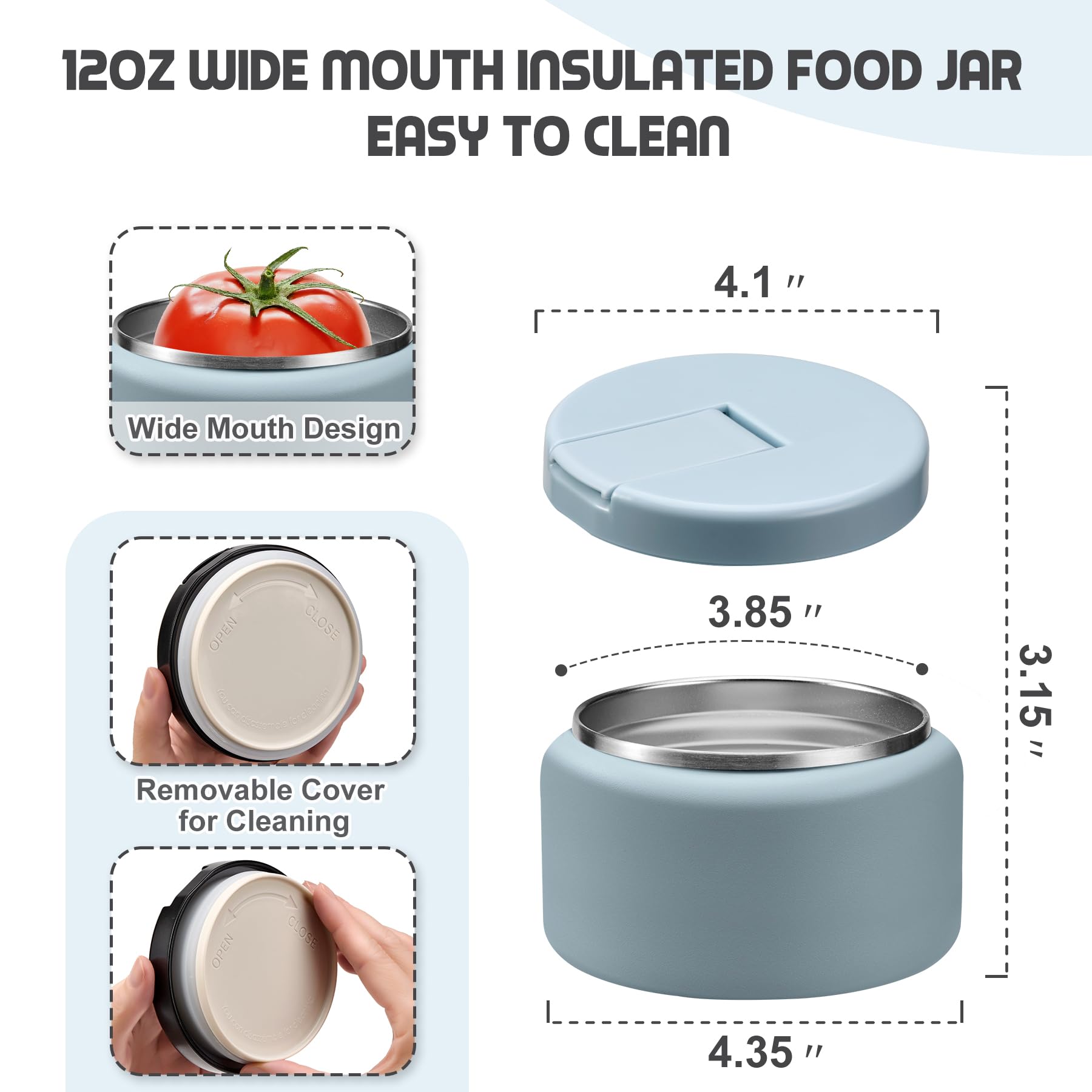 BOSEDSANG Capacidad 13.5 oz ofrece porciones adecuadas para pequeñas comidas.