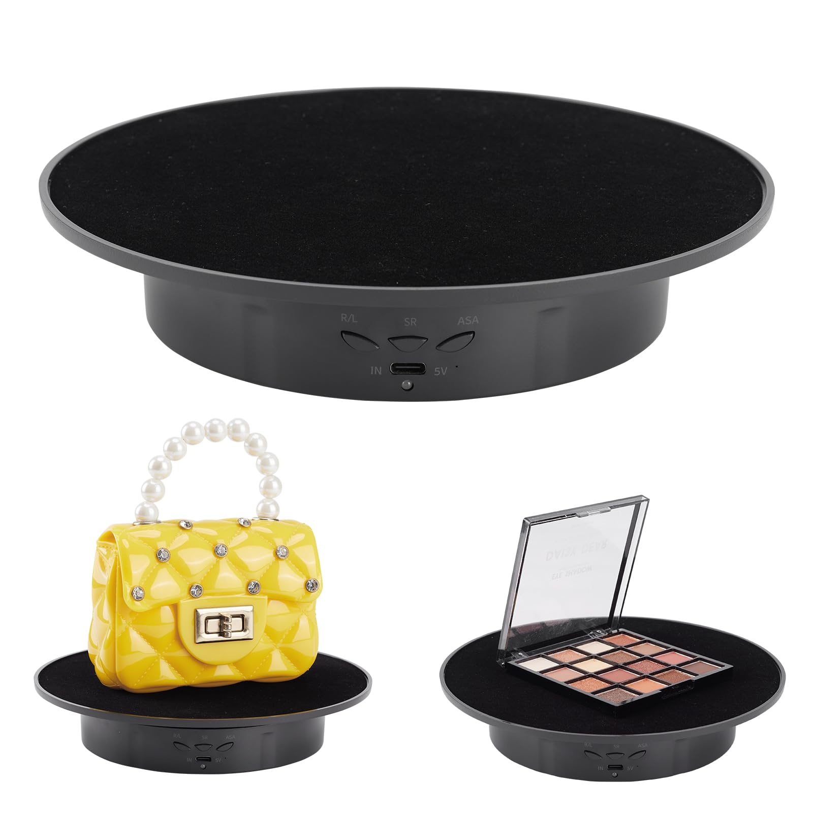Bosgladek soporte rotatorio 360 grados negro para iluminación de fotografía con visión completa del producto