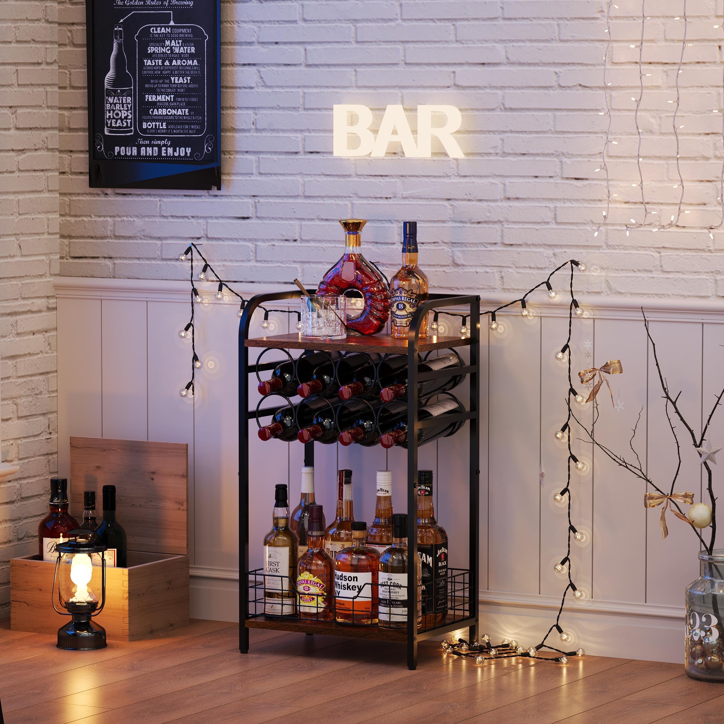 Bosimeca diseño industrial madera negro mate, aporta estilo para bar en casa.