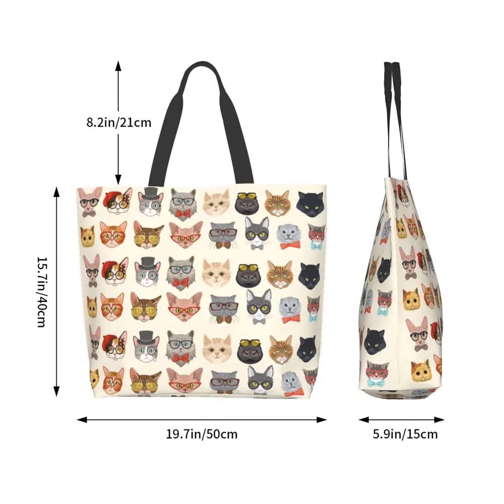 bolsa de compras de bositigo con gato, bolsillo interior visible para organizar llaves