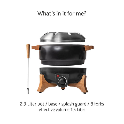 Boska fondue eléctrico perfecto para queso, chocolate y caldo caliente en reuniones.