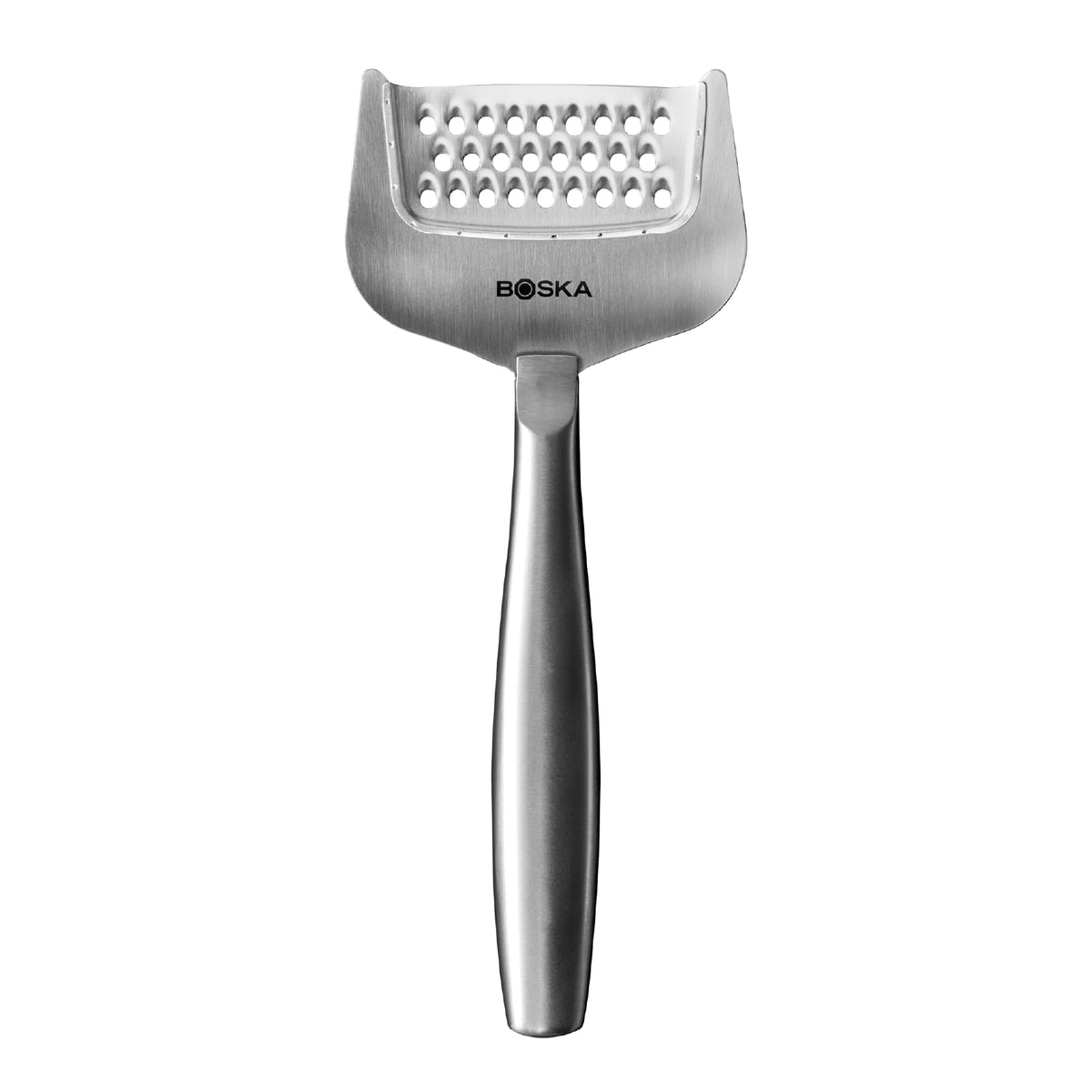 Boska rallador inoxidable mostrando queso duro para gratinar y servir