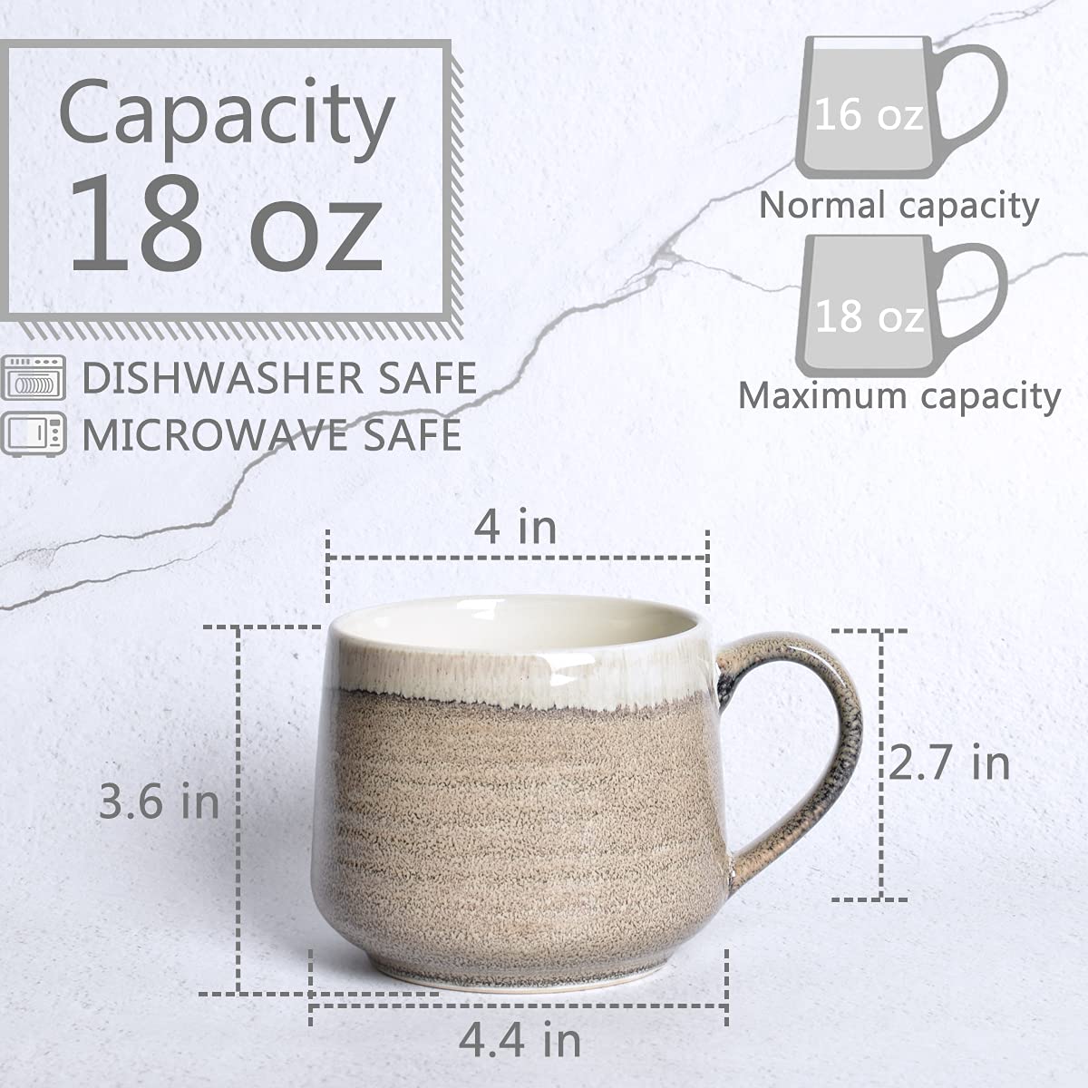 Juego de tazas Bosmarlin en cerámica grande para casa u oficina.