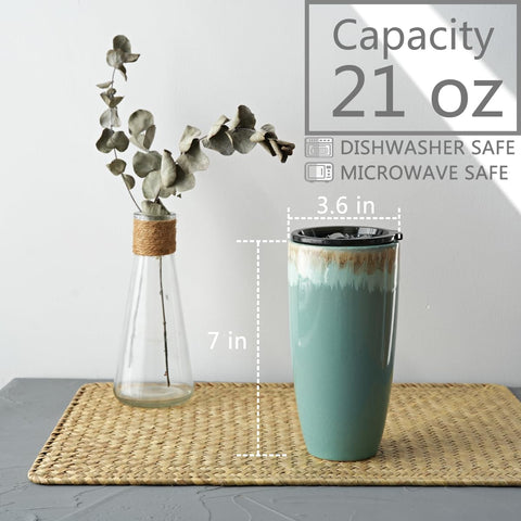 Bosmarlin taza cerámica con tapa deslizante para beber con una mano