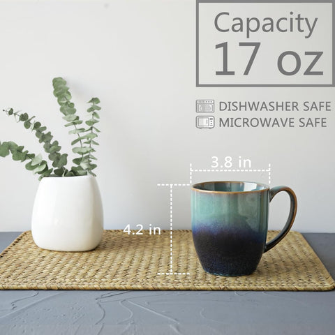 Bosmarlin: taza de café cerámica 17 onzas con asa grande para comodidad