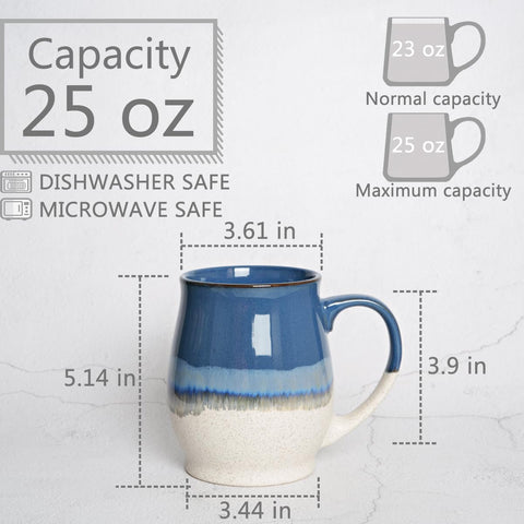 Bosmarlin taza cerámica 25oz, asa grande para un agarre cómodo.
