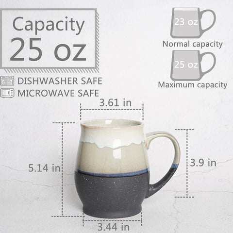 Bosmarlin taza cerámica con asa grande, agarre cómodo para beber sin derrames.