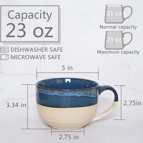 Bosmarlin taza cerámica con asa en forma de interrogación para buen agarre