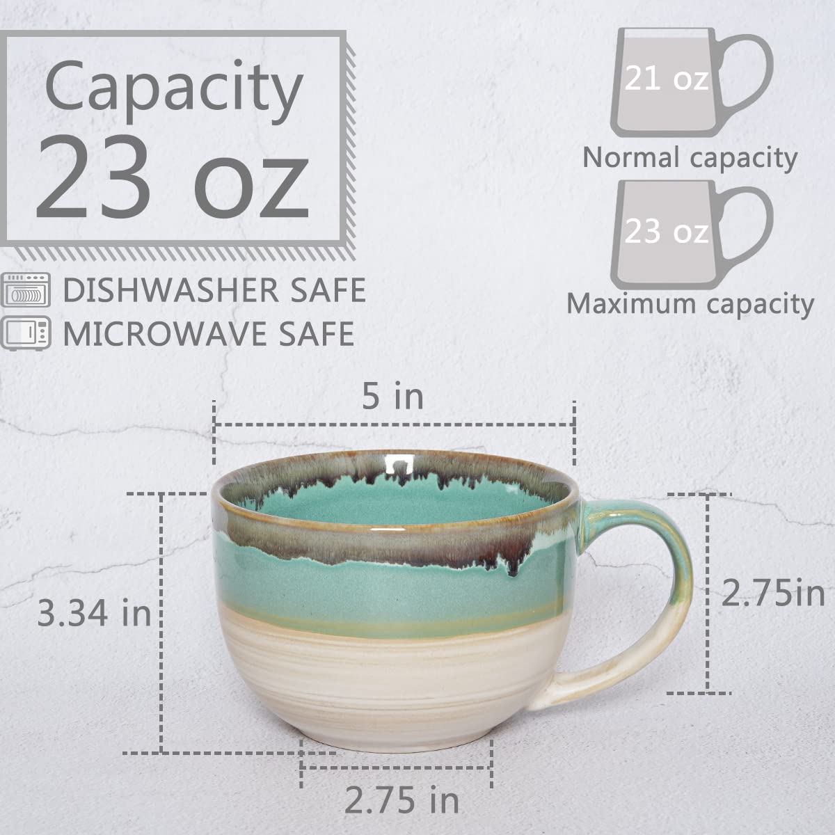 Taza Bosmarlin con asa en forma de interrogación, agarre cómodo para bebidas calientes