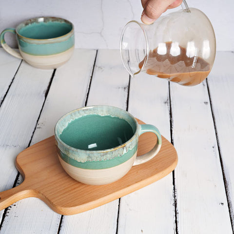 Taza Bosmarlin de cerámica verde, diseño simple y clásico