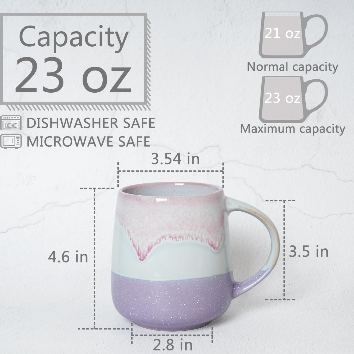Bosmarlin Taza cerámica grande 23oz, asa amplia para mejor sujeción.