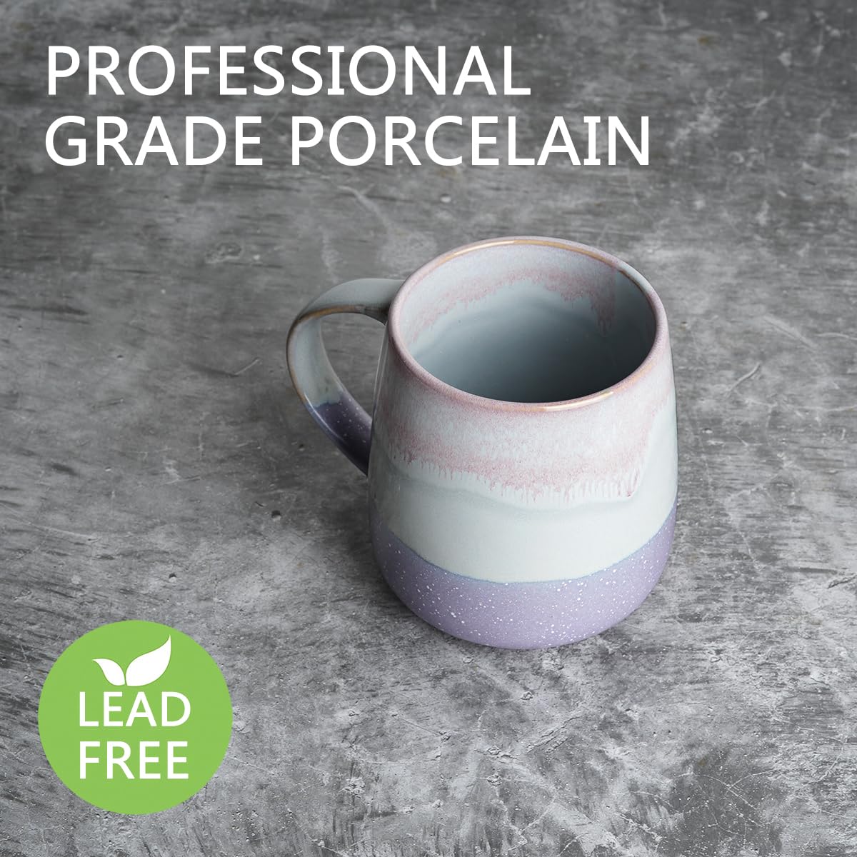 Bosmarlin Taza cerámica grande 23oz, acabado reactivo púrpura, aspecto único.