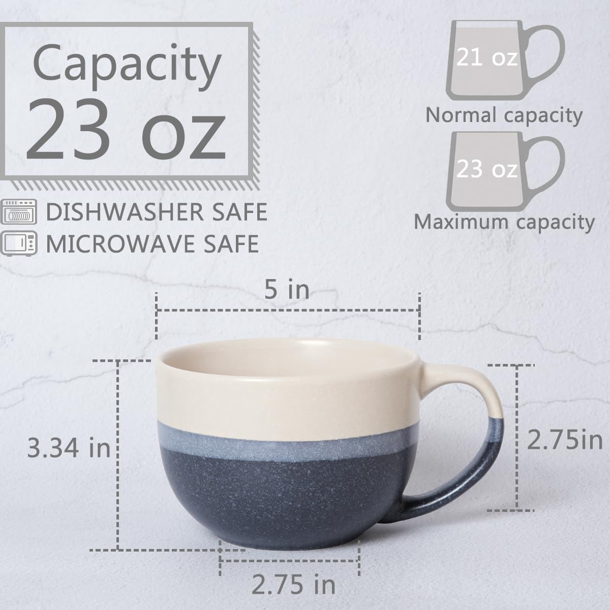 Mango ergonómico de la taza Bosmarlin para verter con comodidad.